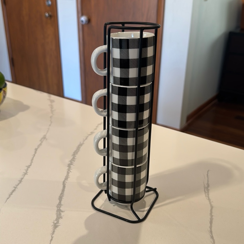 Expresso Cups with Stacking Rack Set of 4